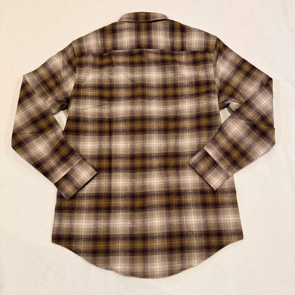 Pendleton Mason Shirt Mens S Brown Plaid Cotton Flannel Button Front lodge camp - Picture 3 of 12